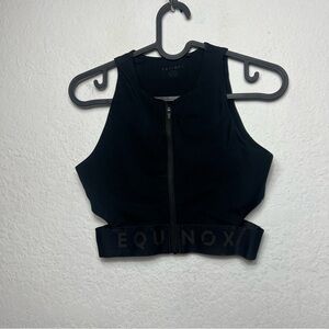 Equinox Women's Sportswear Full Zip Front Yoga Sports Bra Black